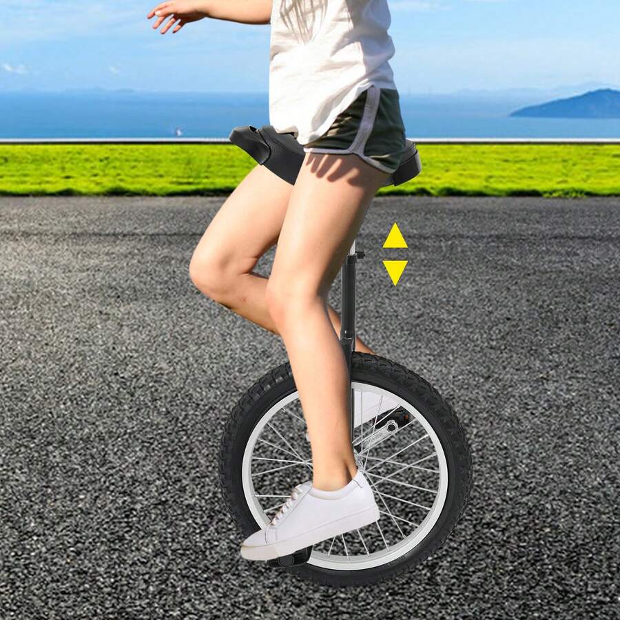18 Inch Wheel Outdoor Unicycle, Height Adjustable Unicycle, 28.74-33.46In Tall One Wheel Bike For Adults, 143.3-165.35Lbs Load Bearing Capacity (Black, 18 Inch) - Black - View 1