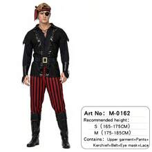 Men's Captain Jack Pirate Costume, Medieval Pirate Role Play Full Set Outfit, Halloween Stage Performance Costume - Multicolor - View 14