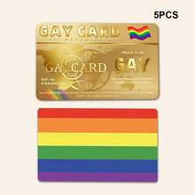 1/3/5pcs Rainbow Pride Lifetime Membership Card - Premium Decorative PVC Card (Not Sticker), Luxury Blue Background Gold Text Double Rainbow Design, LGBTQ+ Community Funny Gift - B - View 16