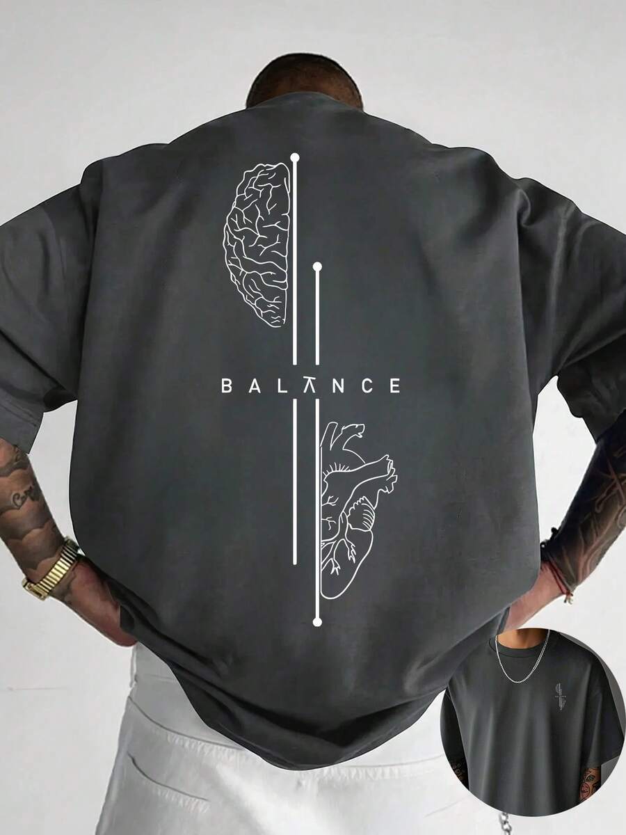 Kreatives T-Shirt mit Rundhalsausschnitt und Front- und Rückseitendruck, aus reiner Baumwolle, modisches Kurzarm-Oberteil für den Sommer, ideal für den Alltag, ein unverzichtbares Geschenk für Ausflüge. - Schwarz 2 - Übersicht 1