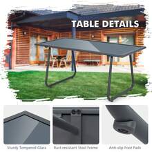 4 Pieces Of Metal Patio Furniture Chat Set With Tempered Glass Coffee Table - 1 - View 4