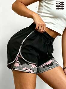 mulinsen Women's 2-In-1 Running Shorts With Contrast Color Design, Built-In Phone Pocket, Summer Workout Shorts - Black - View 6
