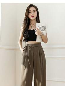 Women Pants - Khaki - View 9