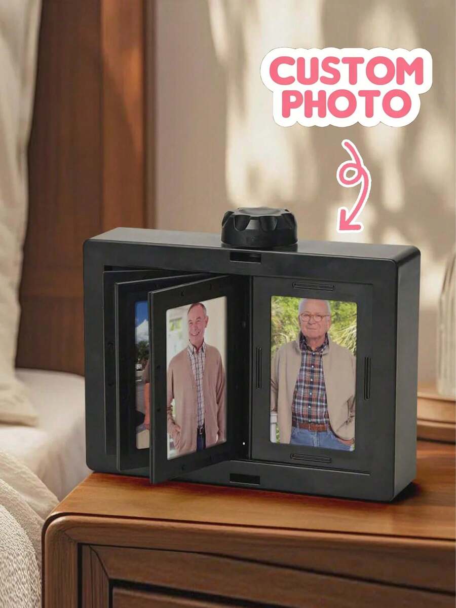 Custom Photo Desktop Flip Photo Frame, Scroll Display, Photo Decoration, Personalized Image Desktop Ornament, Suitable For Home And Office, Rotating Photo Memory Box Decor, Anniversary, Valentine's Day, Birthday, Graduation Gift Decorative Photo Display Stand - Multicolor - View 1