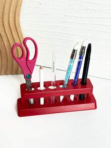 1pc Red 6-Slot Nail Art Pen Holder Display & Storage Rack For Nail Studio - Red - View 3