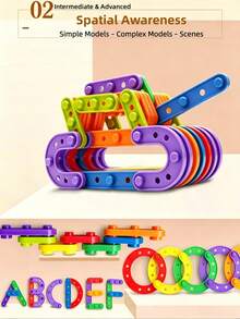 20/68/208PCS Children's Versatile Strip Block Toy Set, Multi-Color Multi-Shape DIY Plug-In Toy, Baby Educational Enlightenment Early Learning Toy, Kindergarten 3D Spatial Thinking Toy For Boys And Girls, Building Strip Block Assembly Toy, Hands-On Brain-Boosting Logic Thinking STEM Training Toy, Birthday Gift Holiday Gift With Storage Bag - Multicolor - View 9