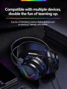50mm Driver 7.1 Channel Gaming Headset, Omnidirectional Microphone, Cool RGB Lighting, Adjustable Headband, Volume Control, Over-Ear Wired Gaming Headset, Compatible With Desktop PC Laptop - View 10