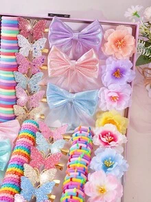 VBOOR 198 pezzi Accessori per capelli stile arcobaleno macaron sfumato sognante, adatti per le donne. Include fermagli per capelli a fiocco iridescente, fermagli per capelli a farfalla sfumato glitter, fermagli per capelli a fiore in tessuto 3D, elastici per capelli ad alta elasticità non dannosi, adatti per uso quotidiano/pendolarismo/appuntamenti, fermagli per capelli - Multicolore - Visualizzare 4
