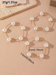 NAIZHU 3/6er Set modische europäisch-amerikanische übertriebene Armbänder mit Kunstperlen und Metallkugeln, tägliche Party-Accessoires für Damen - Verschiedenfarbig - Übersicht 10