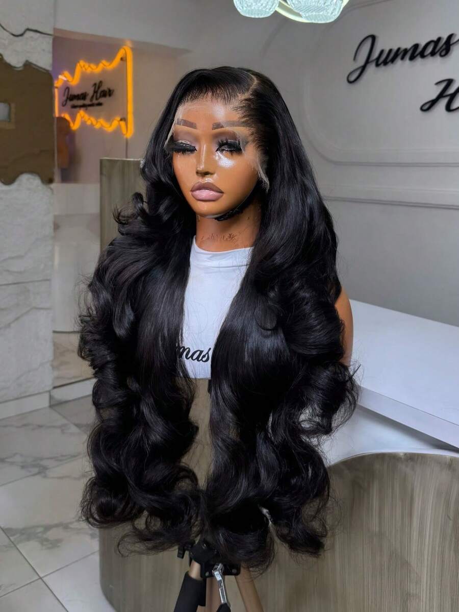 Body Wave 200% Density 13x4 HD Transparent Lace Frontal Human Hair Wigs 38 40 Inches Brazilian Pre Plucked With Baby Hair Water Wave Lace Front Wig For Women Natural Black - Natural Black - 查看 1