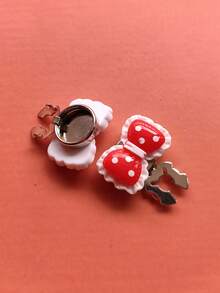1PC/2PCS 3D Cute Cartoon Pattern Button Covers, Shirts Button Cover Clip On Button Covers Fashion Crystal Cufflinks Cover - Red - View 4