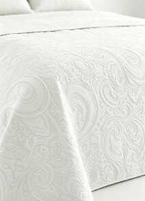 Colcha Quilt Paisley Elegante | Cubrecama Acolchada con Fundas de Almohada, Disponible en 5 Medidas para Camas90/105/135/150/180cm Paisley Elegante - Blanco - Ver 2