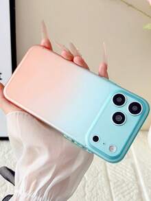 1 pieza Funda de teléfono minimalista con sensación de hielo, transparente mate, compatible con iPhone 17 Air 16 14 13 12 15 11 Pro Max Plus, protección de cámara transparente - Degradado azul rosa - Ver 4