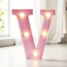 16cm 家居裝飾白色發光 A-Z LED 字母燈,電池供電,臥室裝飾字母夜燈,婚禮裝飾,生日派對裝飾,女孩房/兒童房裝飾字母燈,節日居家酒吧裝飾字母燈,字母燈 - 粉色 - 查看 26