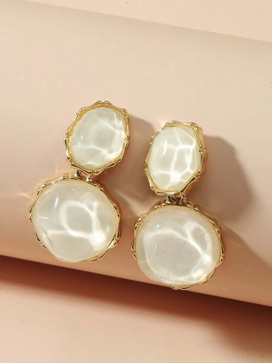 Pendientes colgantes de resina color verde - Beis - Ver 1