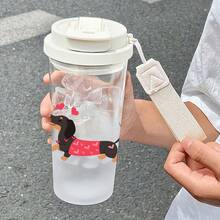 1件/5件 500ml可愛臘腸狗印花咖啡杯,500ml塑膠水壺附吸管與攜帶繩,防漏雙層杯,臘腸狗設計,姐妹生日禮物,拍照道具,冰咖啡、果汁、燕麥奶,送給男友/女友的禮物,生日禮物,節日禮物 - 多色1 - 查看 8