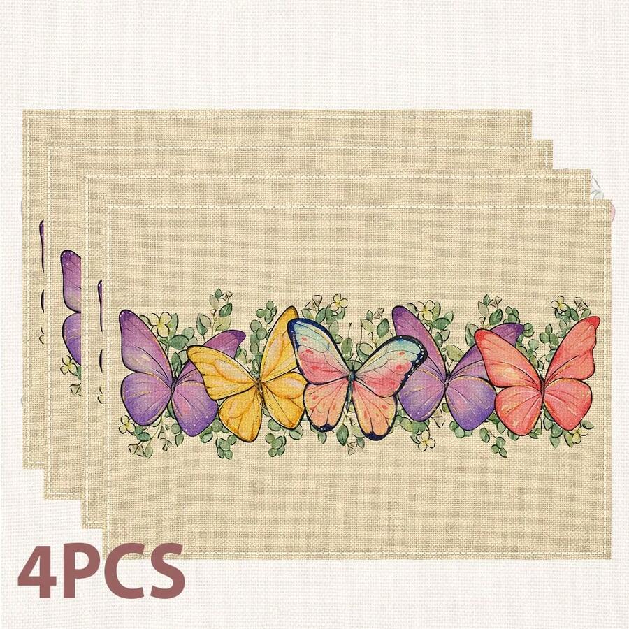1pc/4pcs/6pcs/8pcs Butterfly Table Mat, Breakfast Mat, Coffee Bar Mat, All-Season Decorative Mat, Washable Table Mat, Room Decor, Kitchen Table Mat, Indoor/Outdoor Party Decor, Home Decor, Ideal Gift - Multicolor - View 1