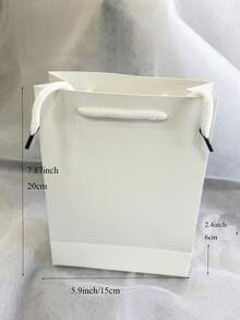 7.87x5.9x3.15 英吋 5/10/20入迷你禮品袋附提把，特小號禮品包裝紙袋，適用於派對小禮、生日禮物、嬰兒洗禮、婚禮、慶祝、畢業、節日（白色） - 白色 - 查看 5
