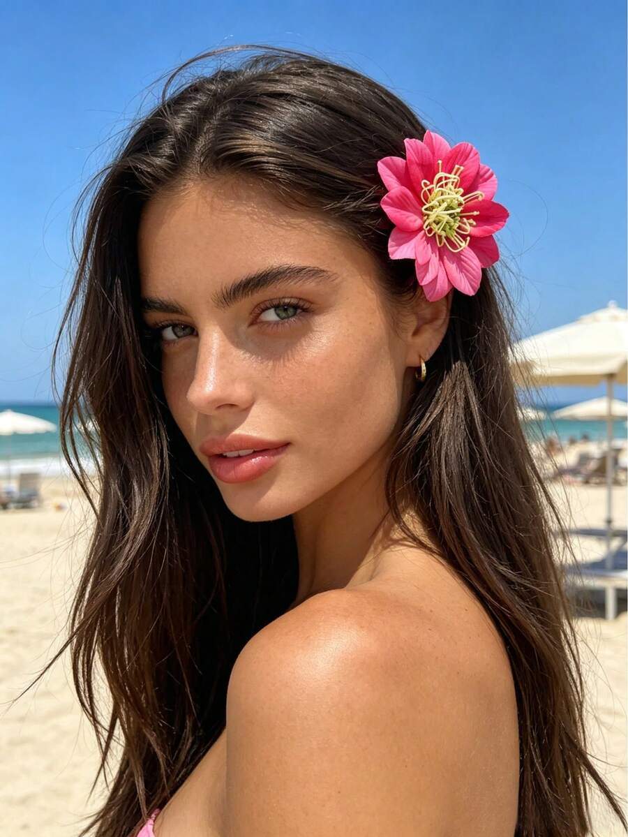 1pc Fashionable And Sweet Floral Hair Clip, Elegant, Classic, Versatile, Suitable For Daily Wear, Outings, Vacations, Playful Activities; La,Clips For Hair - Multicolor - View 1