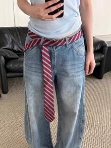 1pc Vintage Striped Tie Y2K Belt Women's Punk New High-End Versatile Jeans Waist Rope Accessory - Multicolor - View 2