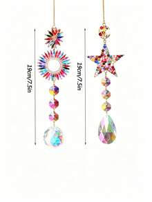 1pc Colorful Rhinestone Sun & Star Crystal Prism Suncatcher, Rainbow Maker Window Hanging Decor, Suitable For Outdoor, Garden, Home, Bedroom, Wall, Balcony And Room Decoration, Exquisite Gift For Birthday, Graduation, Mother's Day, Valentine's Day And Christmas - Multiple Styles - View 7