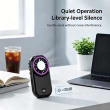W&O Ultra-Thin Portable Mini Cooling Handheld Fan & Pocket Fan - 5-Speed Adjustable, Lightweight Battery With Digital Display, USB Charging, Lightweight, Portable, Low Noise, Wearable Design, Suitable For Outdoor Camping And Travel - Màu xanh bụi bặm - Xem 6