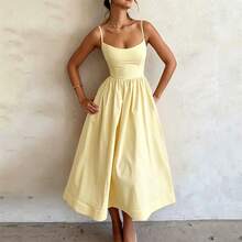 Timeless Draped Maxi Dress - Refined Silhouette & Flowy Texture - 黃色 - 查看 2
