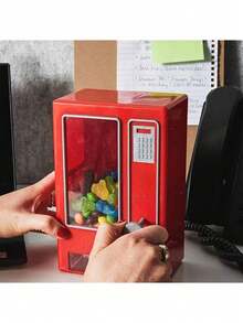 1pc Vintage Mini Candy Vending Machine - Battery-Free Retro Snack Dispenser, Perfect For Selling Chewing Gum, Gummy Candy, Chocolate And Mixed Snacks, Ideal Kitchen Countertop Accessory And Novelty Desktop Decor, No Battery Required, Manual Operation To Dispense Candy - Multicolor - View 7