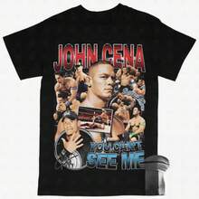 Vintage Professional Wrestler Star Graphic Print T Shirt, Retro Wrestling Icon Bootleg Design Oversized Tee, Streetwear Casual Top - Black - View 1