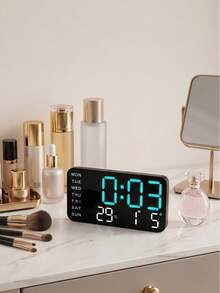 A Stylish And Elegant LED Digital Alarm Clock With Subtle Lighting. Features Include Temperature, Date, And Day Of The Week Display. Ideal For Home Decor And Desk Aesthetics. Powered By Both USB And 3*AAA Batteries (Not Included). - Upgraded Version - View 12