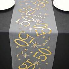 1 Roll Birthday Style Gold Number 50 Table Runner, Durable And Wear-Resistant, Warm And Elegant, Suitable For Birthday Parties, Celebrations, Holiday Commemorations, Gatherings, Anniversary Celebrations, Toasting, Protecting And Decorating Table Tops - View 5