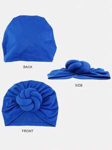 1pc Men's 3D Cable Knit Ball Beanie Hat Hair Loss Cover Cap Suitable For Daily Use - Navy - View 2