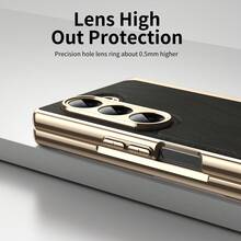 VIETAO Electroplated Gold Silk Texture Panel Design Protective Case For Samsung Z Fold 7 6 5 4 Foldable Phone, PC Matte Back Panel - Black - View 4