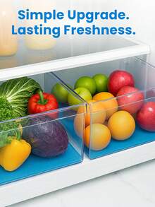 3PCS Blue/Green Refrigerator Drawer Liners, Prolong The Freshness Of Fruits And Vegetables Fridge Cooling Shelf Extenders, Kitchen Organization Tools For Refrigerators, Anti-Mold Filter Mesh Nets As Household Kitchen Utensils - 3pcs - View 3