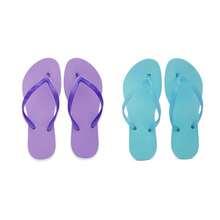 Kit Of 2 Pairs Of Women's Slim Flip-Flops, Flat Sandals, Lilac Green, Comfortable, Lightweight, Soft, Original F02 - Tím nhạt/Xanh lá cây - Xem 1