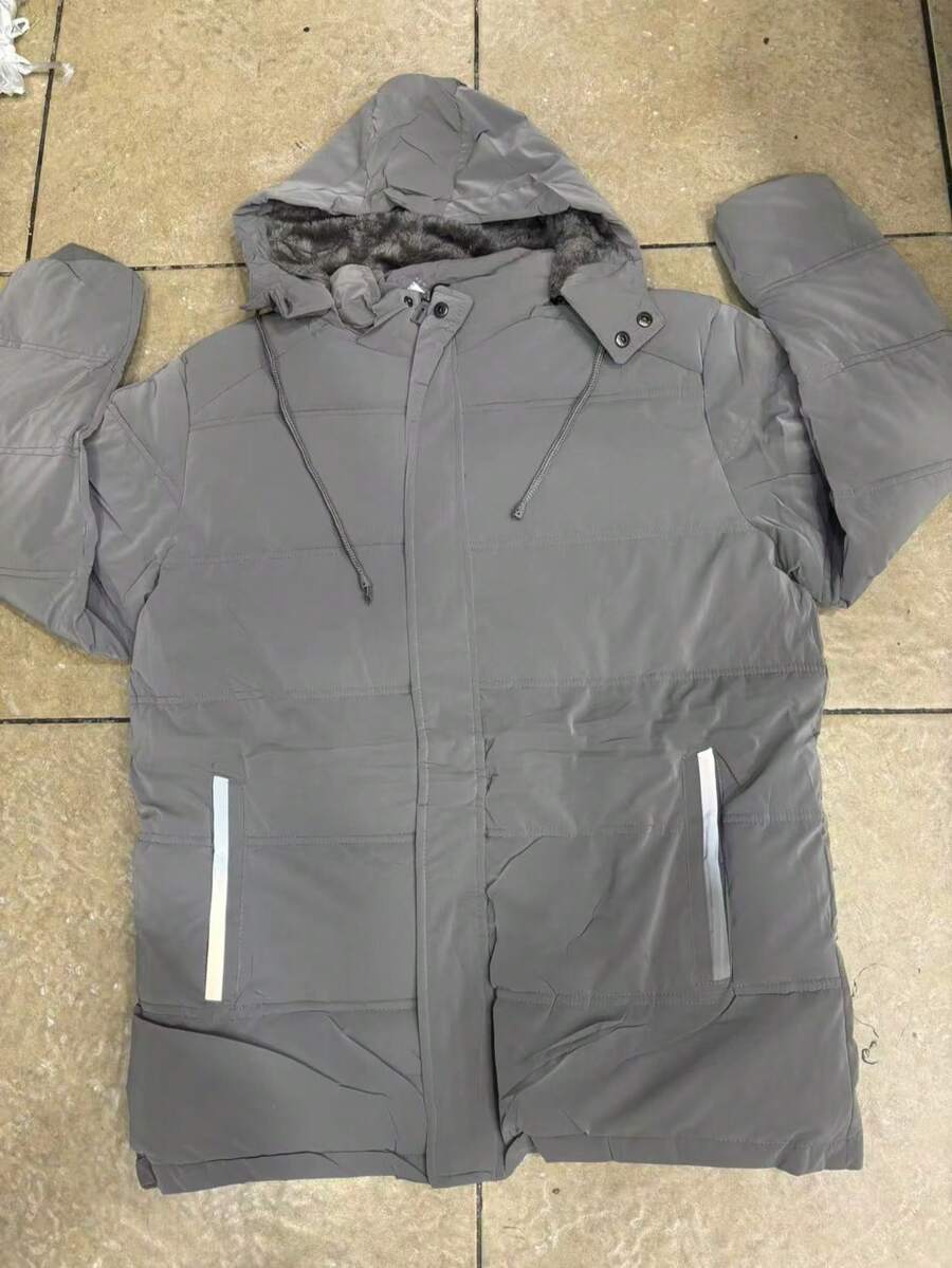 Men's Parka Style Jacket, Cold Weather Coat - Grey - View 1