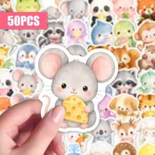 50pcs Cute Mini Animal Stickers, Cat & Dog Patterns, Suitable For Journals, Walls, Phone Decoration, DIY, Back To School School Supplies - A - View 5