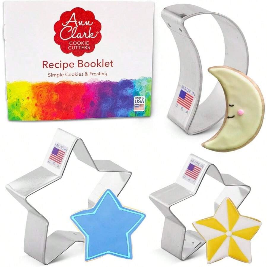 Cutter Set - 3 piece - Crescent Moon Stars - - Tin Plated Steel - inicial - Ver 1