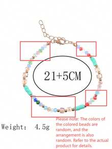 Pulsera de playa bohemia de estilo sencillo y de moda con un trabajo de cuentas de colores contrastantes únicos como un accesorio personalizado para tus pies. - Multicolor - Ver 4