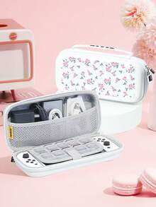 1pc Minimalist Elegant Gentle Style Pink Floral Pattern Switch2 (2025)/Switch NS/Switch OLED Compatible Game Console Accessory Set, Game Console Protective Case/Storage Bag/Dock Shell, TPU Soft Shell, Beautiful And Practical, Portable Stand, Portable Travel, Anti-Drop Anti-Scratch, Anti-Fouling, Fashion Romantic Gift - Multicolor - View 9