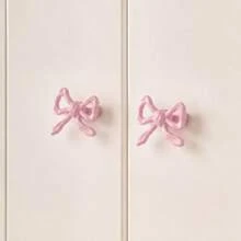 1/10/15/20pcs Pink Bow Knobs, Girly Style Pull Handles, Wardrobe, TV Cabinet, Bookshelf, Sliding Door, Single Hole Bow Handles - single hole - View 4