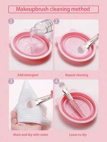 45pcs Makeup Brush Set, Mixed Makeup Beauty Tools, Including: 20 Makeup Brushes, 1 Makeup Bag, 5 , 5 Powder Puffs, 5 Mini , 5 Mini Finger Puffs, 1 Headband, 2 Wristbands, 1 Cleaning Tool - Pink - View 11