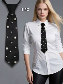 1 Peça Nova Gravata Pré-Amarrada de Luxo, Gravata Leve de Luxo Feminina, Acessório de Camisa de Uniforme, Fotografia de Nicho - Multicolorido - Visão 17