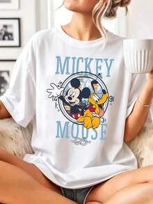 Disney Zootopia Cotton T-Shirt, 4-Panel Print Crew Neck Daily Top - 白色 - 查看 1
