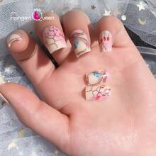 Unhas Postiças  Curtas Quadradas Abstrate Nude 24pcs Cartela - Nu abstrato - Visão 6