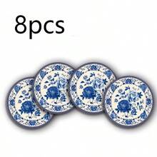 Multi-Size Available, Chinese Blue And White Peony Round Placemats In 2 Patterns. Wrinkle-Resistant, Machine Washable. Vintage Oriental Style Fit Daily Dinners, Tea Parties And Premium Gifts. - Multicolor - View 9