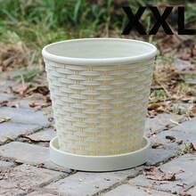 Maceta tejida de bambú grueso, maceta de estilo nórdico para interiores/exteriores, maceta de plástico con agujero de drenaje y bandeja, adecuada para plantar hiedra, suculentas y otras plantas en maceta - Multicolor - Ver 12