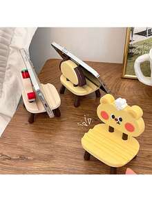 1pc Creative Cute Style Small Chair Phone Holder Tablet Stand Cartoon Cute Dorm Desk Decor Binge-Watching Accessory Portable Desktop Style - A - View 3