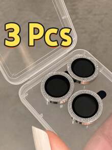 CASECOPS 3件組合金強化玻璃金屬邊框相機鏡頭保護貼，相容 iPhone Duo，相容 iPhone 18 Pro Max/18 Pro/17/17 Air/17 Pro/17 Pro Max/16/16 Pro/16 Plus/16 Pro Max/16/15/14/13/12/11，高畫質透明銀色水鑽，生日禮物週年慶派對 - 3件 - 查看 9