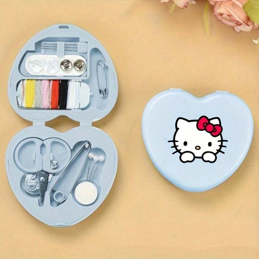 (授權) Sanrio 縫紉與手工工具組，迷你愛心收納盒，Hello Kitty 手作縫紉盒 - 卡通 - 查看 1